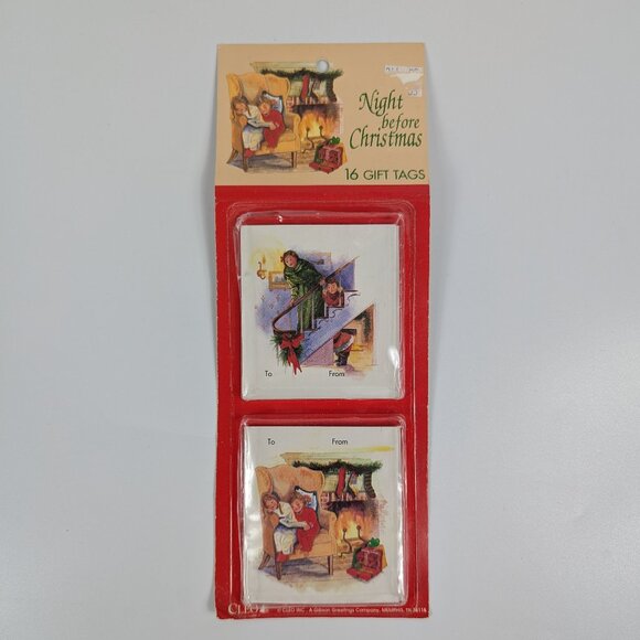 Vintage Night Before Christmas Paper Gift Tags Gibson Greetings Company USA Made - Picture 1 of 4
